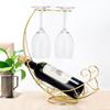 Tabletop Metal Wine Bottle Rack Elevated Vertical Countertop Wine Glass Display Organizer, Holds 1 Bottle 2 Glasses