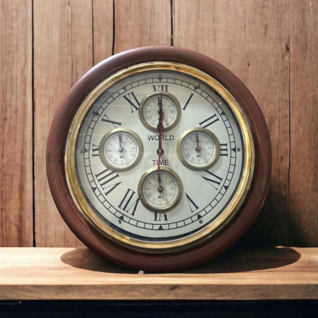 Handmade Wooden Wall Unique Wooden Tringle Wall Clock Large Modern Metal Clock with Silent Movement Stylish Home Decor Vintage Style Natural