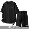Большие размеры 4XL-10XL Модный летний комплект из 2 предметов Мужские футболки с коротким рукавом Повседневные комплекты с шортами Оверсайз