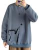 Bligo Plus Size Long Sleeve Solid Oversized Cat Oversized Drop Round Spring Men's Sweatshirt, Hoodie, Color, Casual, Popular, Trendy, T-Shirt, Print,