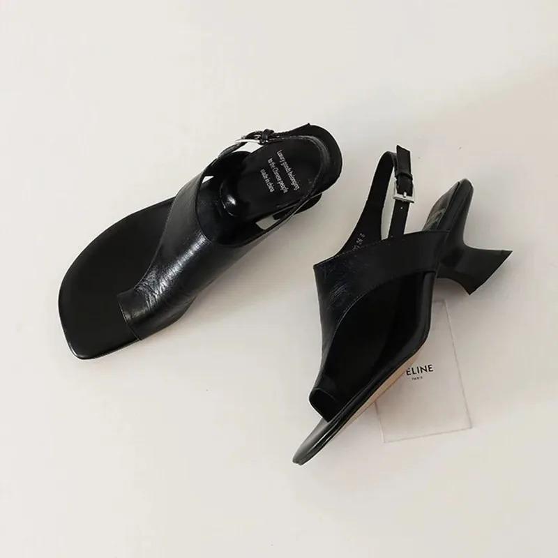 НОВЫЕ женские сандалии классического стиля из натуральной кожи на толстом каблуке с квадратным носком и однотонные повседневные туфли