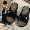 2024 лето новые платформенные женские шлепанцы прилив корейская версия универсальная пляжная обувь прилив бант с открытым носком римские туфли