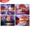 HUACAN 5D Алмазная картина Дерево Полный квадрат Озеро Алмазная вышивка Мозаика Пейзаж Горный хрусталь Картина
