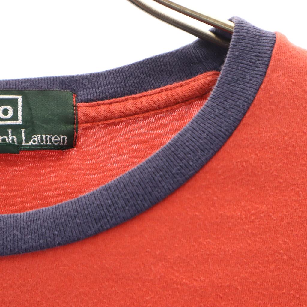 Поло Ralph Lauren 80-х Винтажное Зеленая бирка Мальчики Короткий рукав Футболка с контрастными манжетами и воротником Детская Б/у