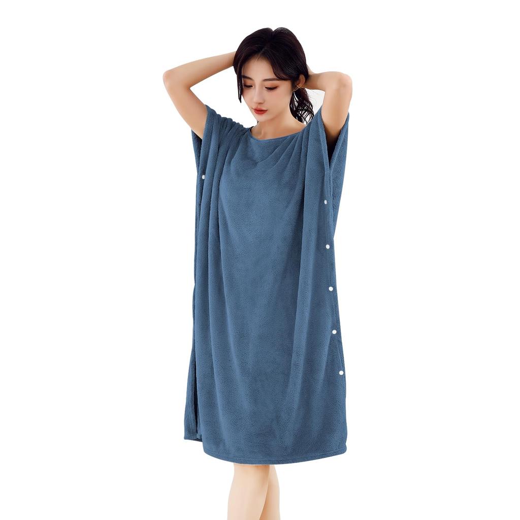 GREATCALL Women's Microfiber Wrap Towel, Adult Size, Absorbent, Quick-Drying, Perfect for Bathtime and Keeping You Warm, Perfect for Parents (Blue)