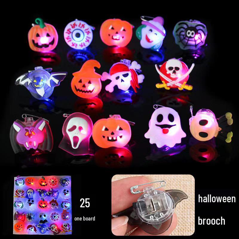 Halloween Light-Up Rings - Pumpkin, Skull, and Bat Designs for Parties