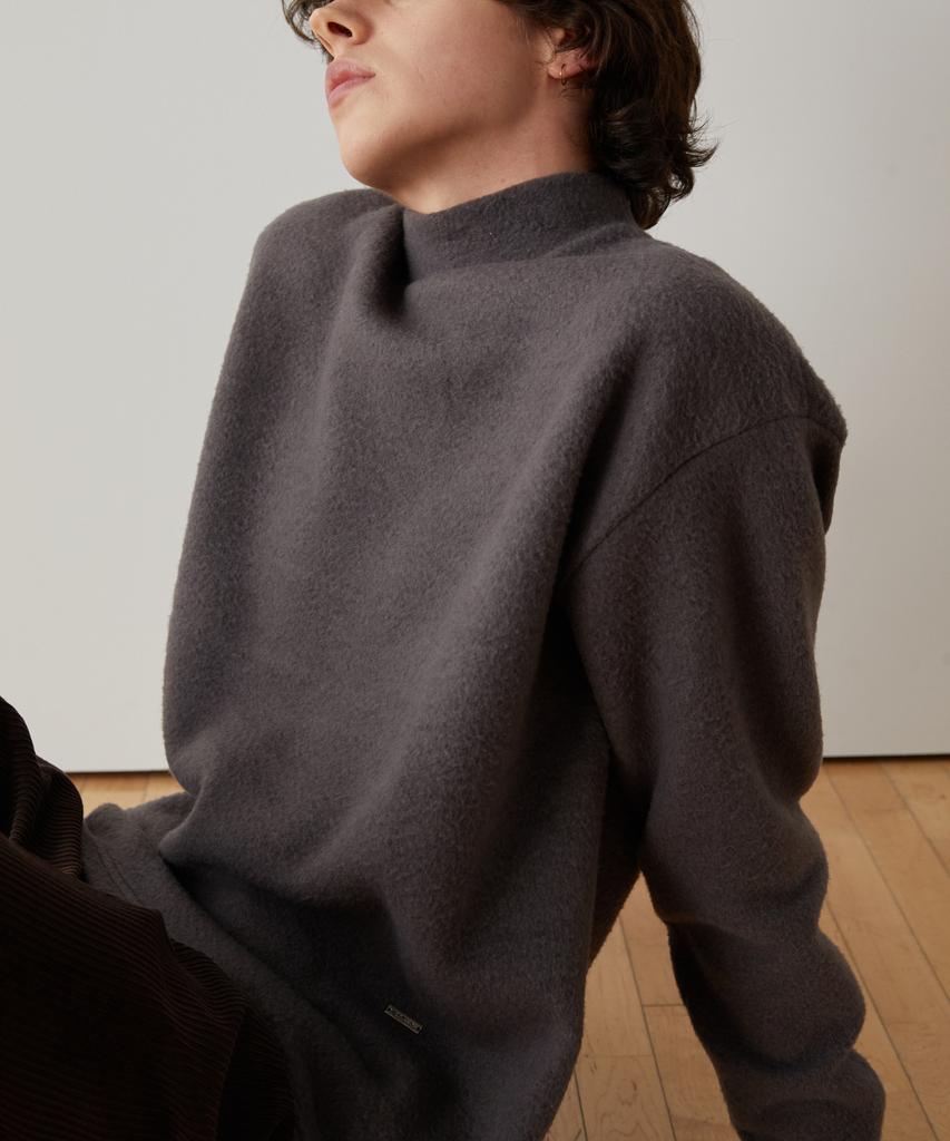 TRIP LE SENS Brushed Half Turtleneck T-Shirt_Brown