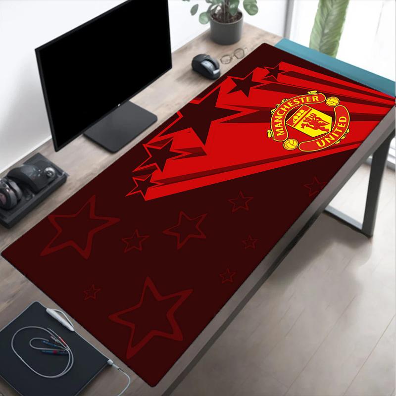 Игровой коврик для мыши с пламенным гербом Манчестера, коврик для клавиатуры, Декор для стола для компьютера, ноутбука, Подарок для фаната, Подарок на день рождения