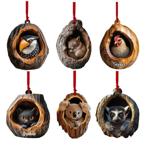 6 шт. Животное Рождественское украшение Лесное животное Подвесное украшение Милое животное 2D Плоские акриловые украшения для рождественской елки Праздничный декор для вечеринки