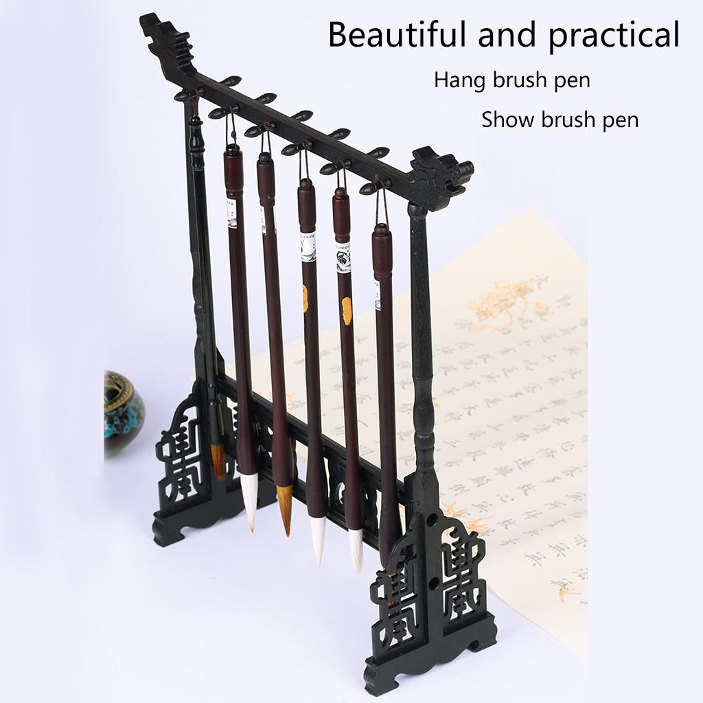 Ретро 12-контактный держатель для кистей из смолы, тонкая резная вешалка для кистей для каллиграфии, подставка для ручек для кистей для каллиграфии, китайский держатель для кистей