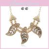 Vintage Leaf Necklace Set With Rhinestone Decor And Geometric Style For Women