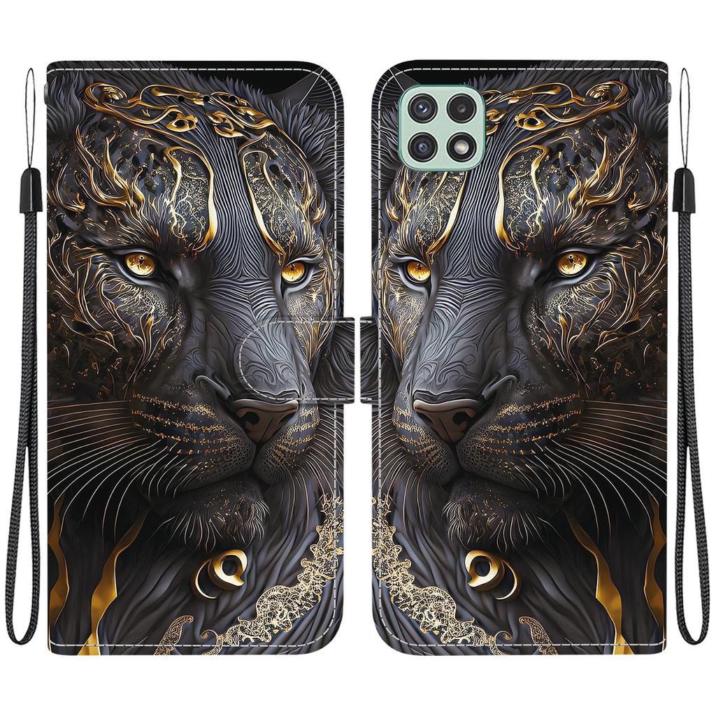 Чехол-книжка из искусственной кожи ручной работы для Samsung A22 5G/A22s 5G (SM-A226B/A226L)- Противоскользящий ударопрочный чехол с ремешком на запястье и дизайнами в виде сердец/роз и кошек