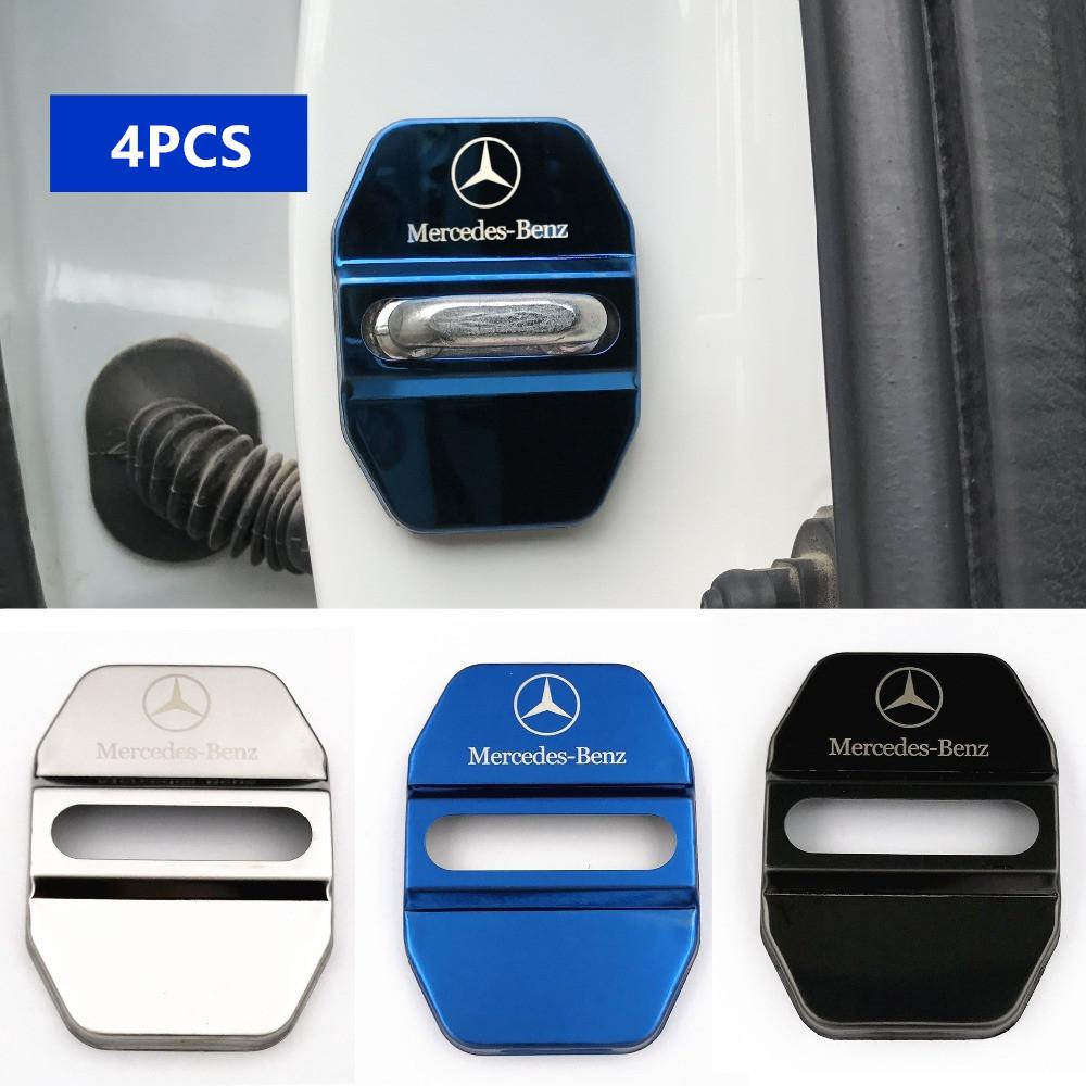 CQW1 Car Door Lock Covers sticker for Mercedes Benz W203 W204 W212 C200L GLC GLK CLA GLA Accessories Interior Mouldings MSG-BENC