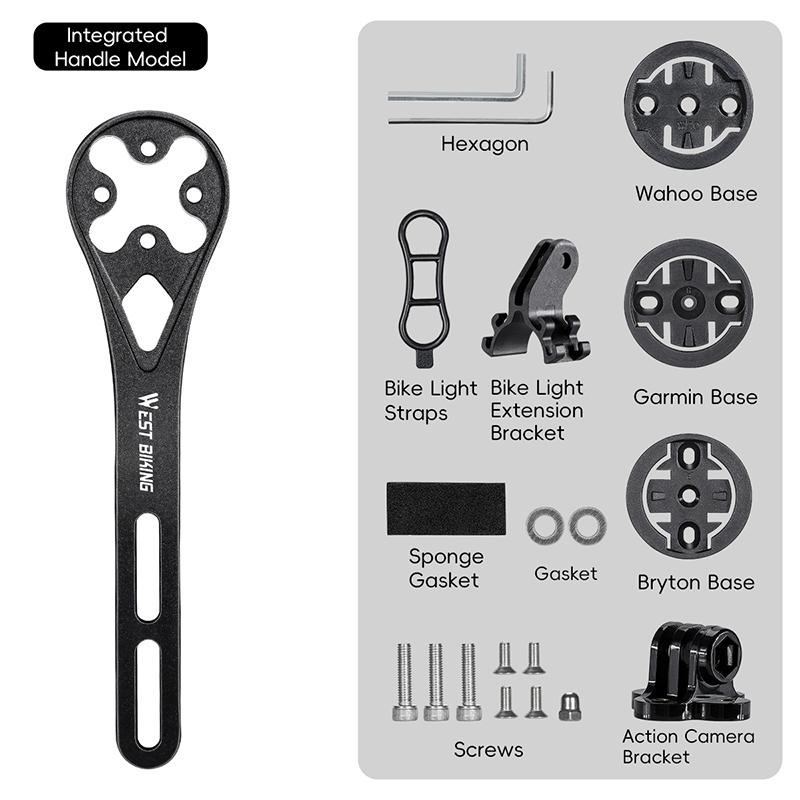 WEST BIKING Bicycle Alloy Computer Mount Integrated Handlebar Extend /Stem Bracket For Wahoo/Bryton/XOSS/Garmin Speedometer