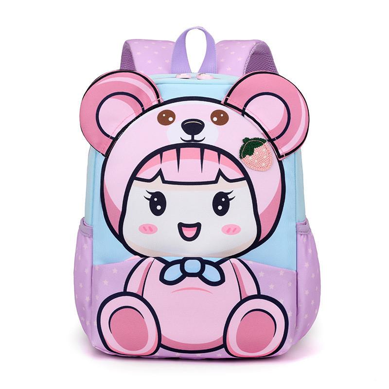 Adorable Cartoon Printed Backpack For Kids Stylish Breathable Nylon School Bag
