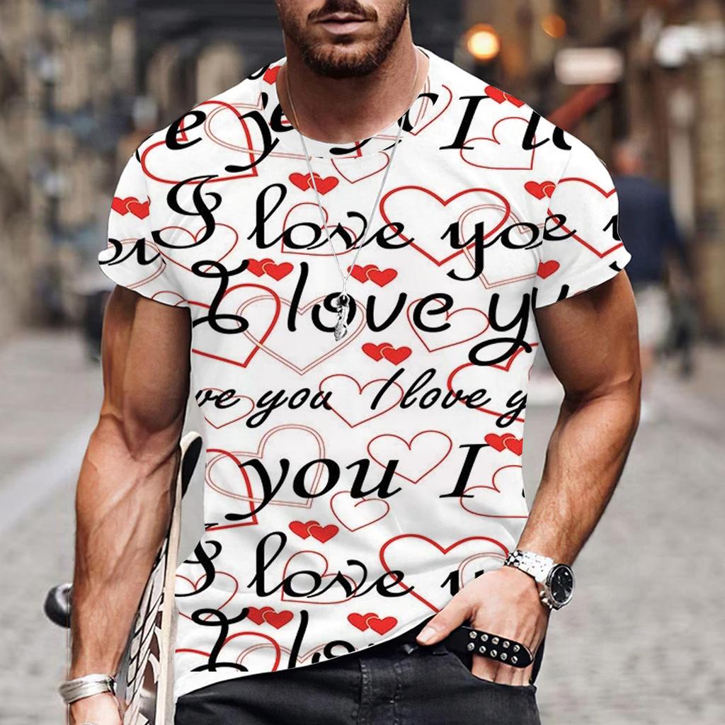 Футболки Lovers Hearr мужские летние футболки мужские уличные футболки с 3D-принтом модные топы с коротким рукавом и круглым вырезом