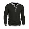 Мужская футболка-henley с длинным рукавом, пуловер, многослойный образ, круглый вырез, повседневный, облегающий крой, с планкой на пуговицах и рифлеными манжетами, для повседневной носки