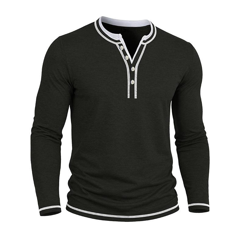 Мужская футболка-henley с длинным рукавом, пуловер, многослойный образ, круглый вырез, повседневный, облегающий крой, с планкой на пуговицах и рифлеными манжетами, для повседневной носки