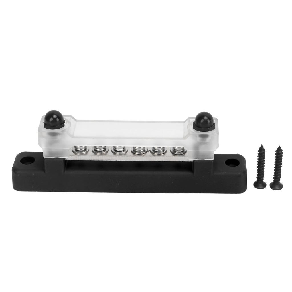48V 150A 6 Terminal Bus Bar Power Distribution Block with Cover M6 Studs M4 Screws for Car RV Marine Boat