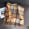 Модный зимний шарф женский классический клетчатый дизайнерский роскошный уличный кашемировый платок-одеяло пашмина с кисточками теплый женский