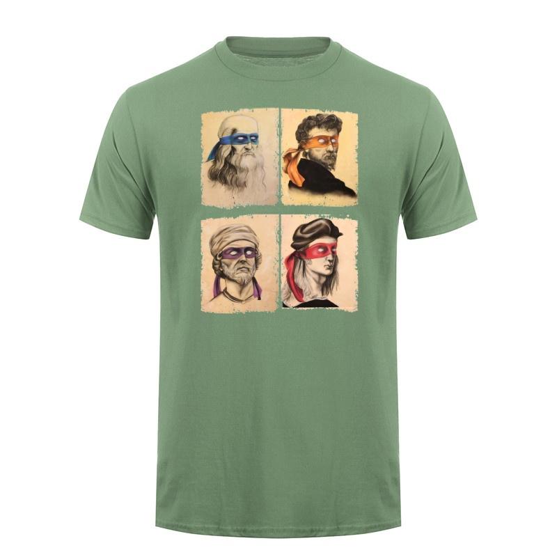 Funny Italian Artists Turtles Art Lovers Gift Tshirt Ninja Short Sleeve Humor Tee Shirt Oneck Funny Tops Dy336