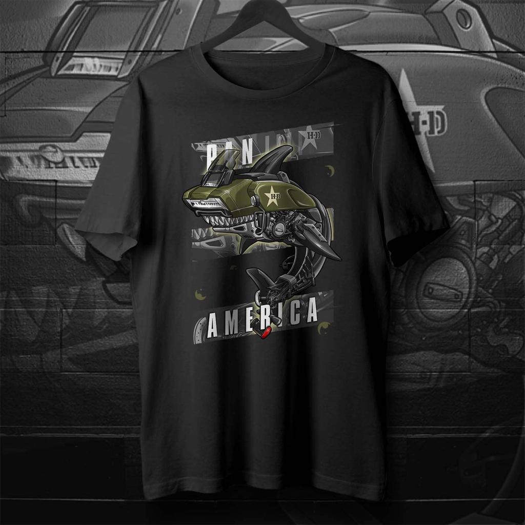 Футболка Classic USA Motorcycle Pan America Shark Inspiration, новая, 100% хлопок, с круглым вырезом и коротким рукавом, повседневная мужская футболка