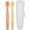 Moyoum Premium Silicone Baby Food Spoons (2 Types) + Case Set, Cream Yellow, Terracotta, 1 Set, Korean Popular Tableware