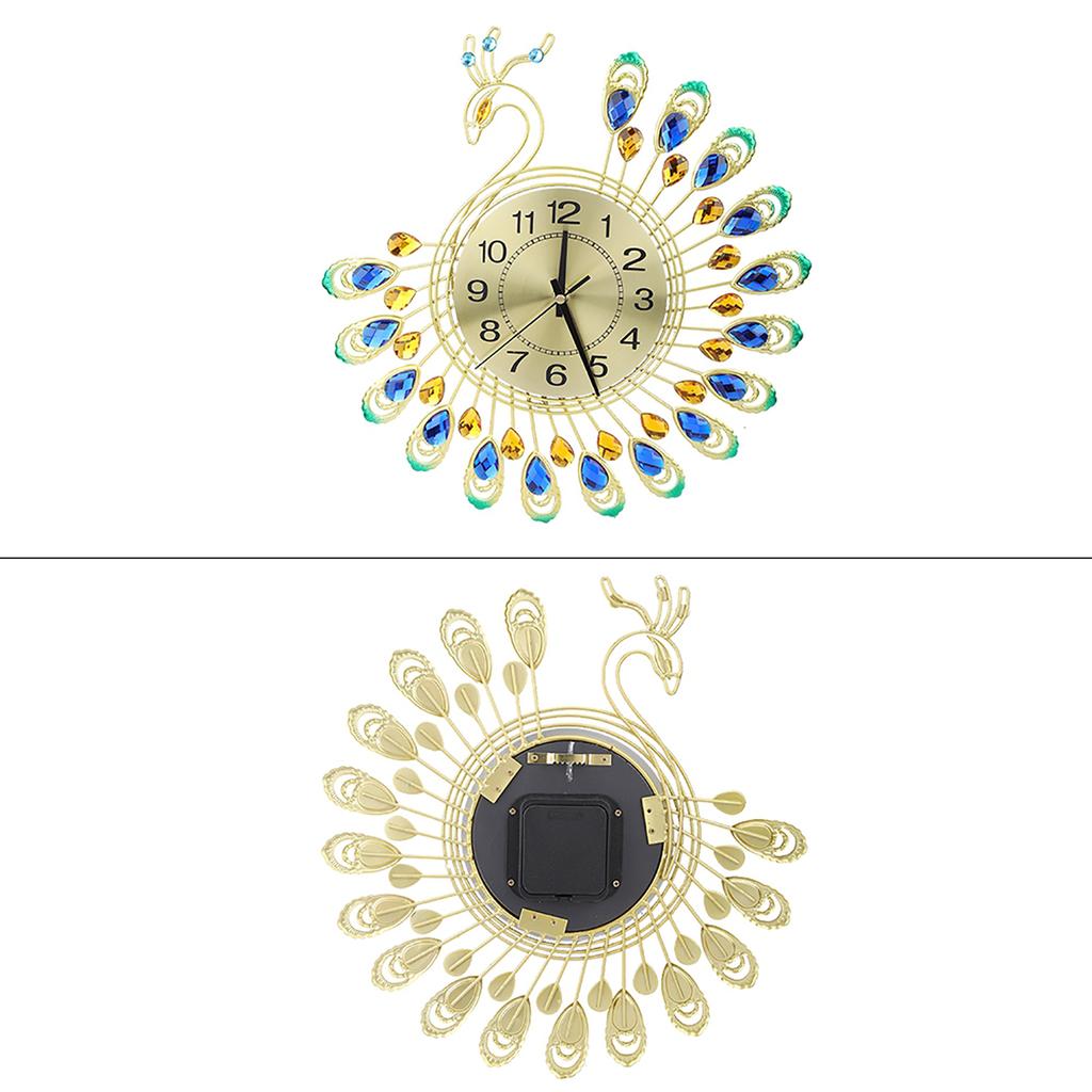 Железные современные настенные часы, большие 3D формы павлина, не тикающие, бесшумные часы для декора гостиной