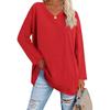 Spring and Autumn Ladies Blouse Long Sleeve Multicolor Loose Drop Shoulder Sleeve V-neck Solid Color Female Tops