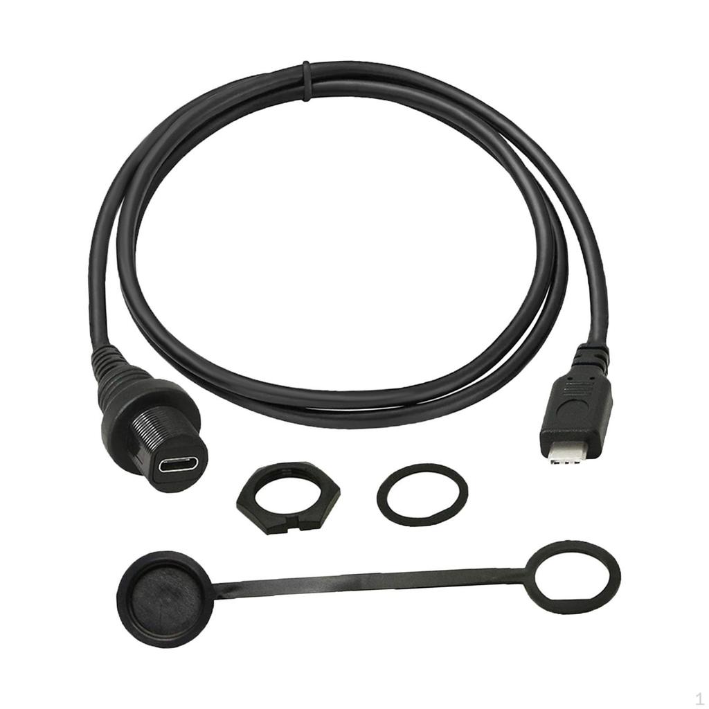 USB 2.0 Type C Data Cable Extension 1 Meter Long with Small Round Head Panel