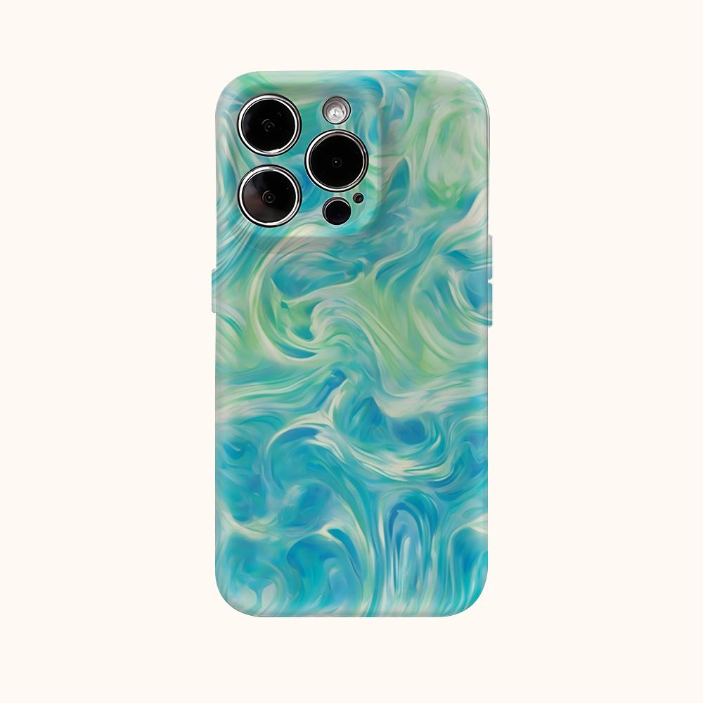 Бирюзово-зеленый чехол-волна для IPhone 17AIR 16E 16 15 14 13 12 11 17 Pro Max Plus Двухслойная задняя крышка