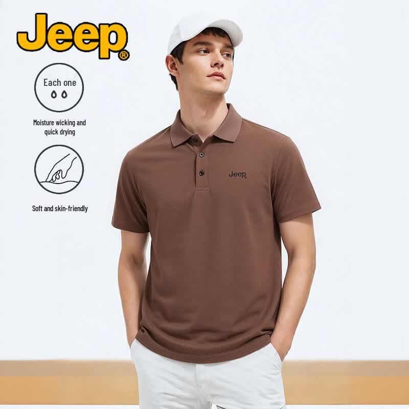 Jeep Мужская рубашка-поло с эффектом прохлады, устойчивая к складкам, быстросохнущая