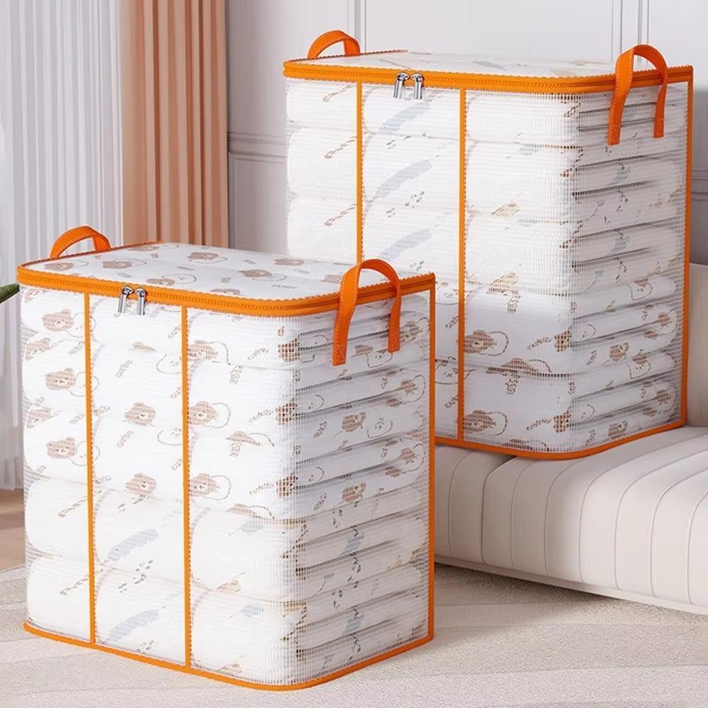 Dust-proof Folding Storage Baskets Transparent Clothes Storage Bins for Cupboard