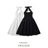 Kaslead New Arrival Women's Fashion Style Fashion Minimalist Temperament Mesh Slim Fit Patchwork Dress Long Dress