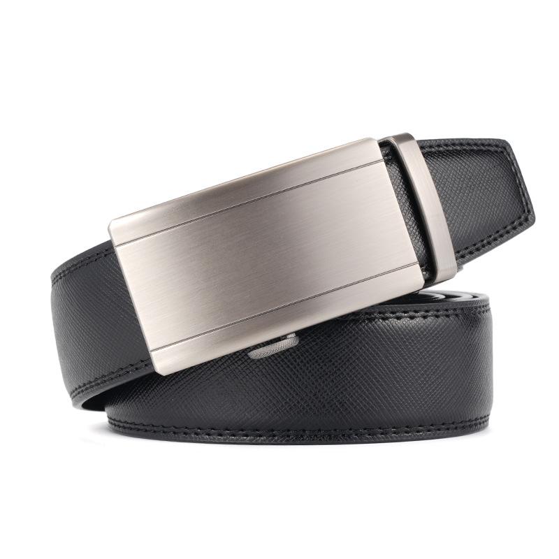 Ремень из натуральной кожи с автоматической пряжкой из коровьей кожи, пряжка из сплава, деловой повседневный ремень для брюк, ремень для людей среднего возраста и молодежи