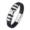 Men Leather Bracelet Black Leather Bangles Buckle Charm Style Design Wristband Male Gift