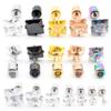 Alisouy 2PCS Stainless Steel 4 Prong Square Zircon CZ Women Men Girl Ear Stud Cartilage Screw Earrings Piercing Jewelry