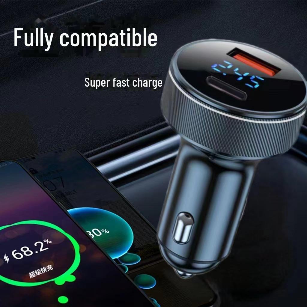 Автомобильное зарядное устройство из алюминиевого сплава: Порты 1-3 с PD + QC сверхбыстрая зарядка