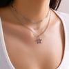 2pcs Multiple Layered Silvery Pentagram Star Pendant Handmade Chain Necklace Suitable For Women's Everyday Wear