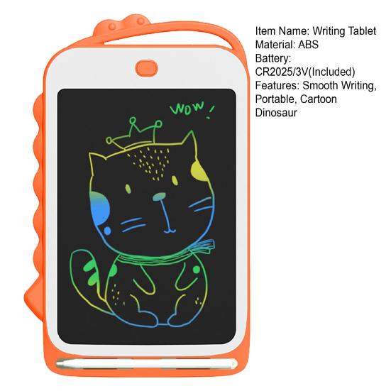 8,5-дюймовый ЖК-планшет для письма с карандашом, мультяшным динозавром, красочными рисунками, чувствительный к давлению, на батарейках, электронная графическая доска для рисования