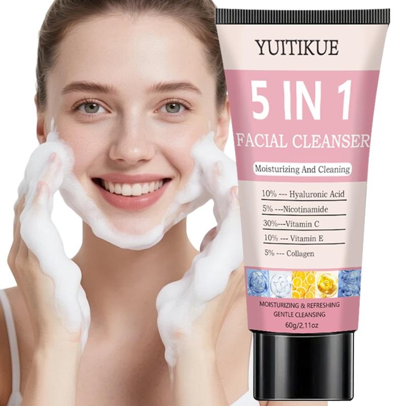 YUITIKUE 60g Multivitamin Collagen Facial Cleanser 5 In 1 Formula Mild Cleansing Remove Impurities Moisturizing Even Skin Tone S