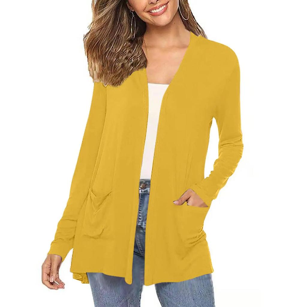 Кардиган средней длины женский длинный верхняя одежда осень женская одежда элегантный крой для девушек осенняя мода женский свитер для работы