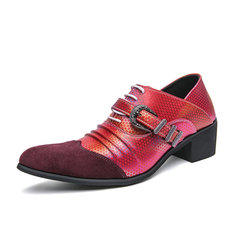 European and American large-size high-heeled bottom pointed men's shoes 2025 new spring and autumn pointed men's middle-heeled shoes shallow singl