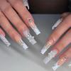White Star Rhinestone Long Nail Tips - Stylish Fake Manicure Patches