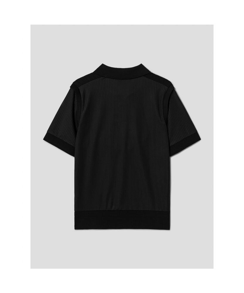 BEANPOLE GOLF [B_Under] Women'S Knit Hybrid Collar Short Sleeve T-Shirt - Black