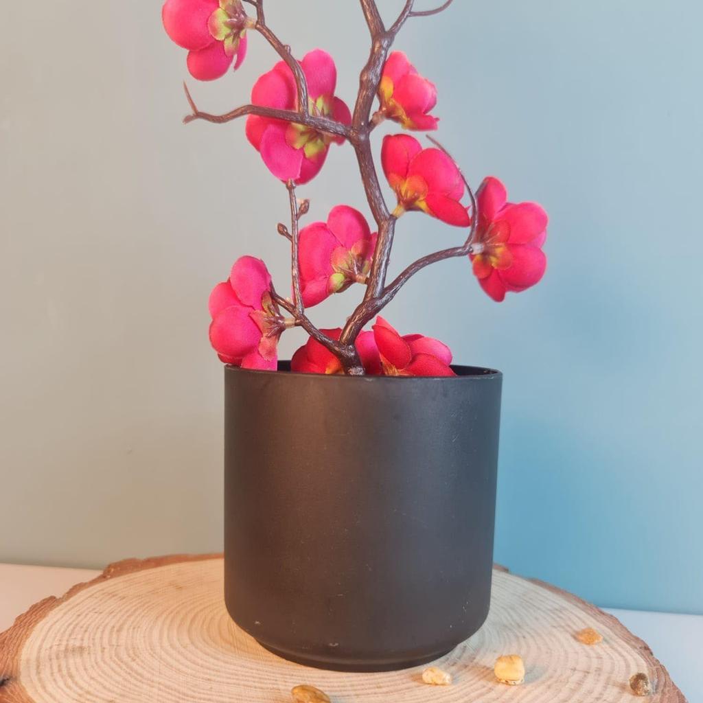 New 1 Pcs Artificial Cherry Blossom Bonsai Tree with Wooden Pot for Home Decor, Living Room