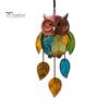 Owl Pendant Outdoor Hanging Decoration Realistic Looking Simple Installation Colorful Handmade Stained Owl Ornament