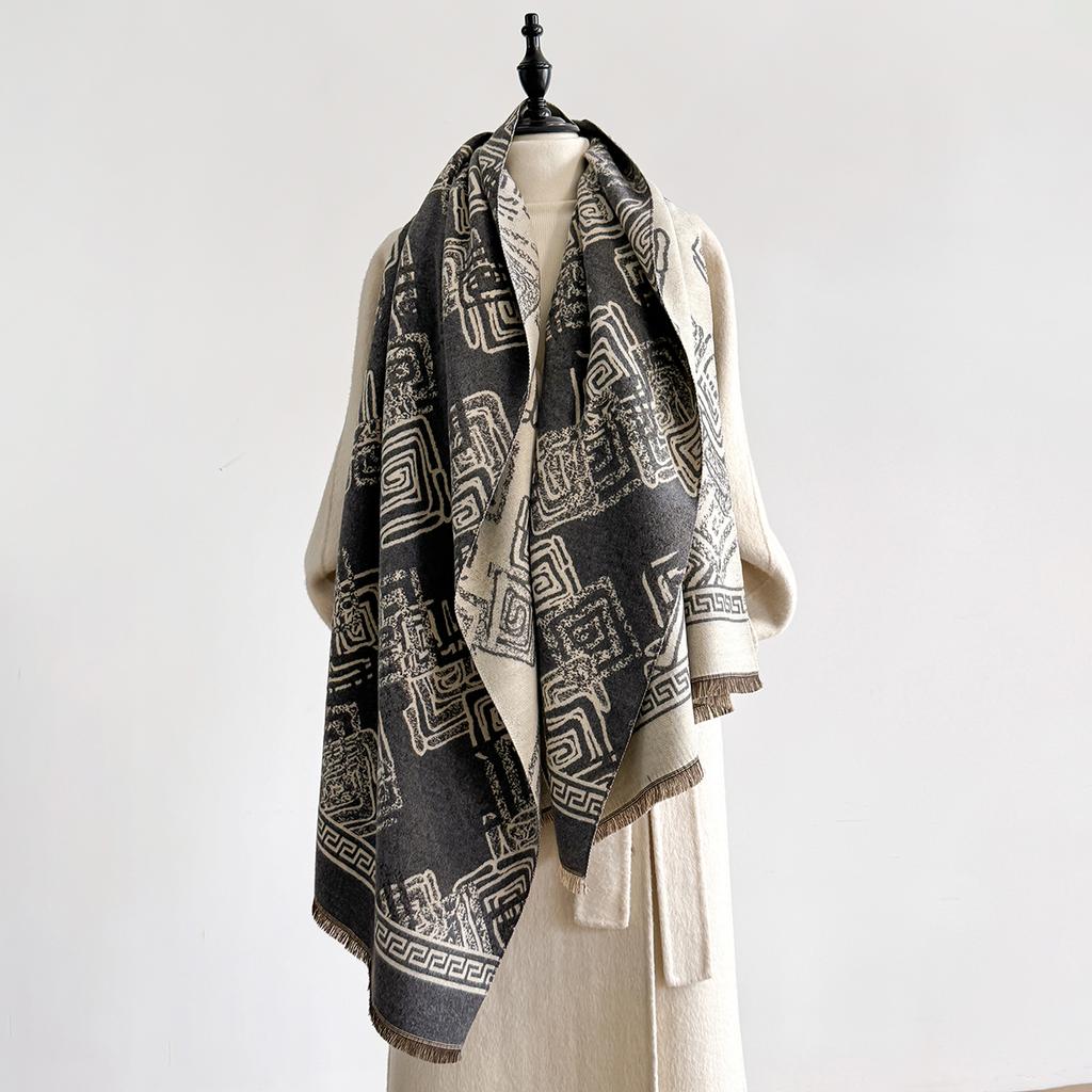 Зимний Теплый Женский Модный Шарф Пончо Имитация Кашемира Толстая Шаль Накидка Женская Пашмина Одеяло Буфанда Эшарп Скраф