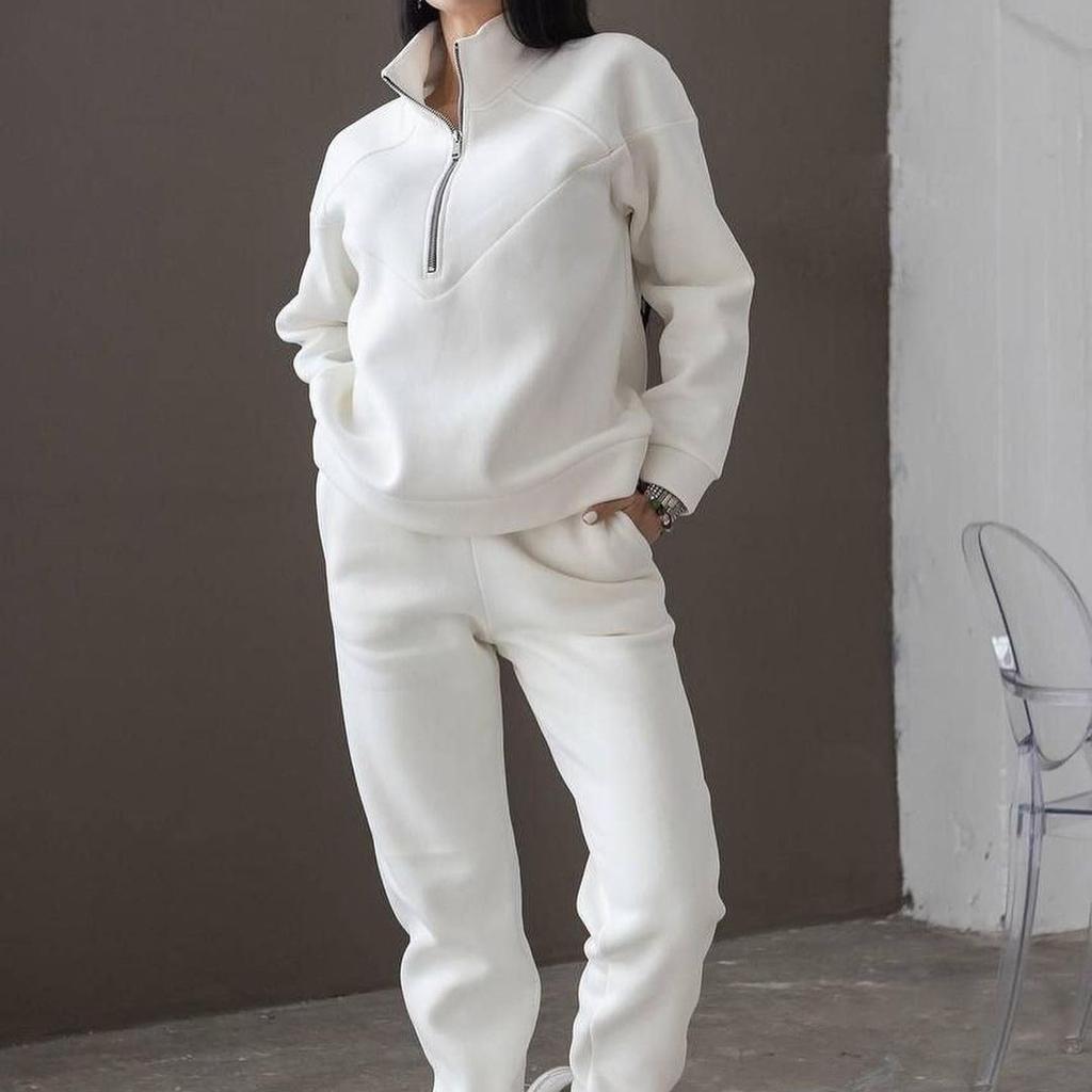 BITCED Весенне-осенняя модная повседневная толстовка из двух частей с длинными рукавами, однотонный флисовый костюм для отдыха на ногах