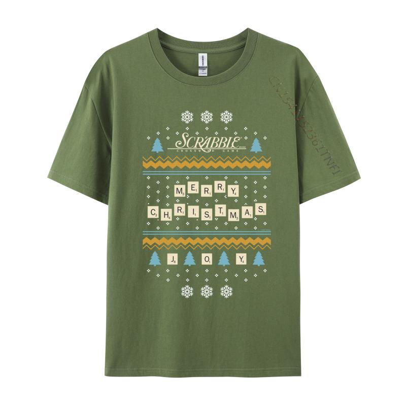 Christmas Letter Pieces Ugly Sweater T-Shirts Snow Scene Print Tops Tees Fashion Cotton Tees Custom New Tops & Tees